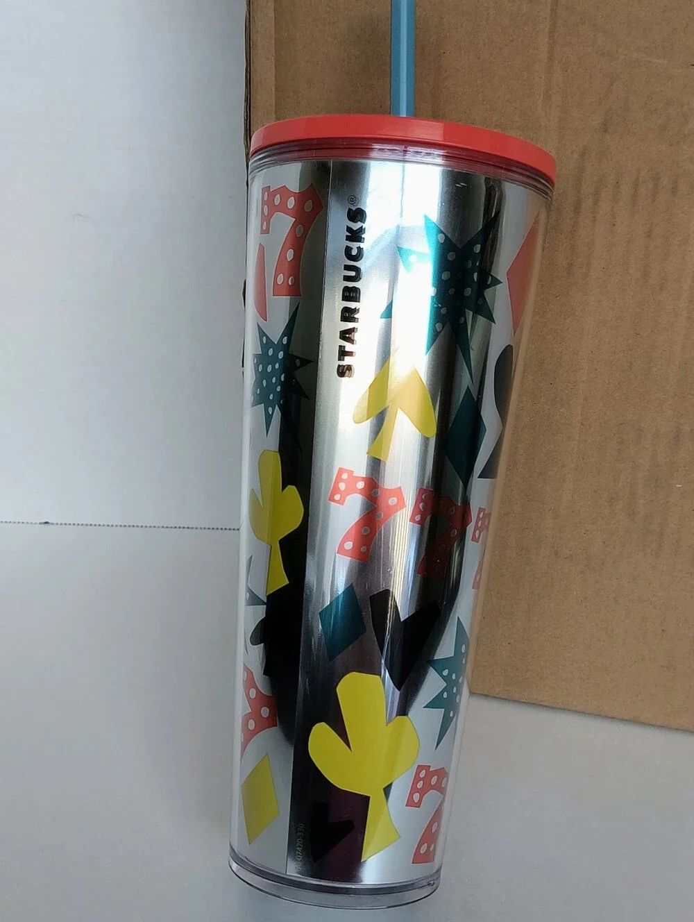 New w/Box 2 Starbucks Vegas 777 Lucky Venti Insulated Tumbler With Lids & Straws